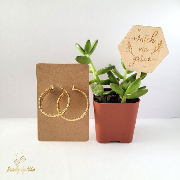 NEW 14K Yellow Gold Elyvian Boho Twisted Chain Statement Luxury Hoop Earrings - Picture 11 of 11